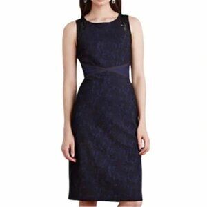 Anthropologie Moulinette Soeurs Larkin Sheath Dress Size 2 Dark Blue Lace Sheath